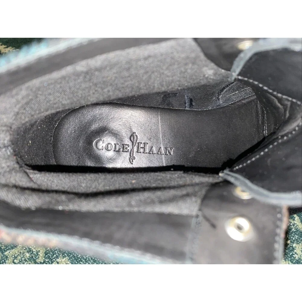 Men’s 11 M Cole Haan Black Rough Suede Boots With Flannel Collar
